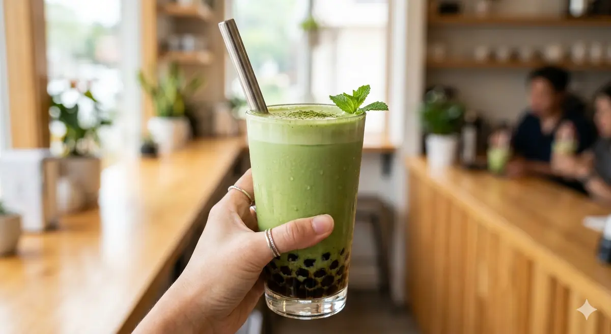 Matcha Green Tea with Boba